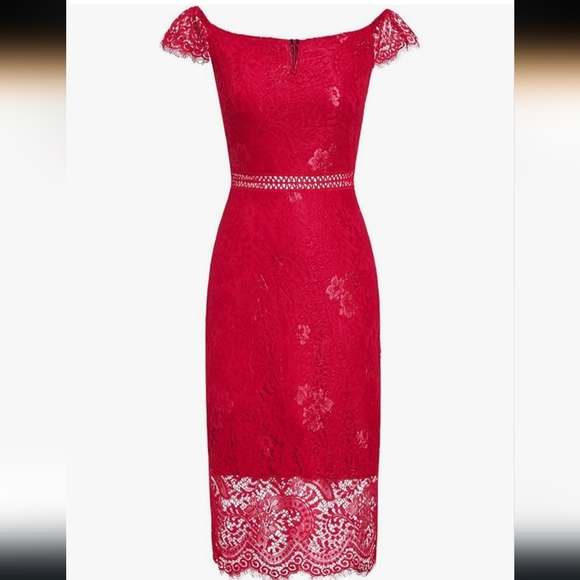 ALLANDWELL Elegant Floral Lace V Neck Dress Size XL - Picture 3 of 8